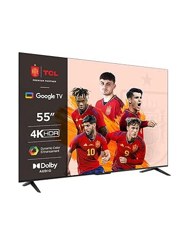 TV LED 55" TCL 55P635, 4K HDR, LCD, Google TV, Control por voz, Smart TV, Dolby Audio, HDR10, Negro