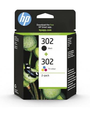 HP 302, Negro y Tricolor, Pack de 2, Cartuchos de Tinta Originales