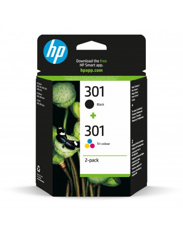 HP 301, Pack de 2, Cartuchos de Tinta Originales Negro y Tricolor